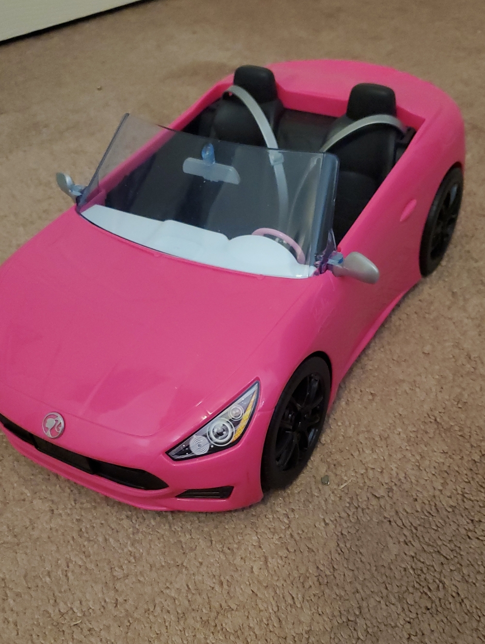 Barbie Hot Pink Convertible Play Car with Black Seats